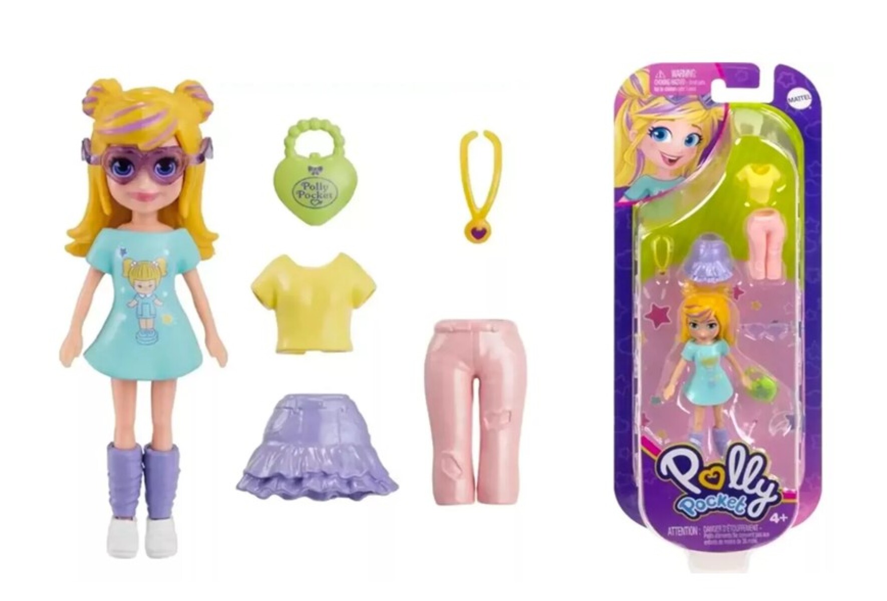 Figura Polly Pocket con Pequeño Pack de Moda - AMARILLO 