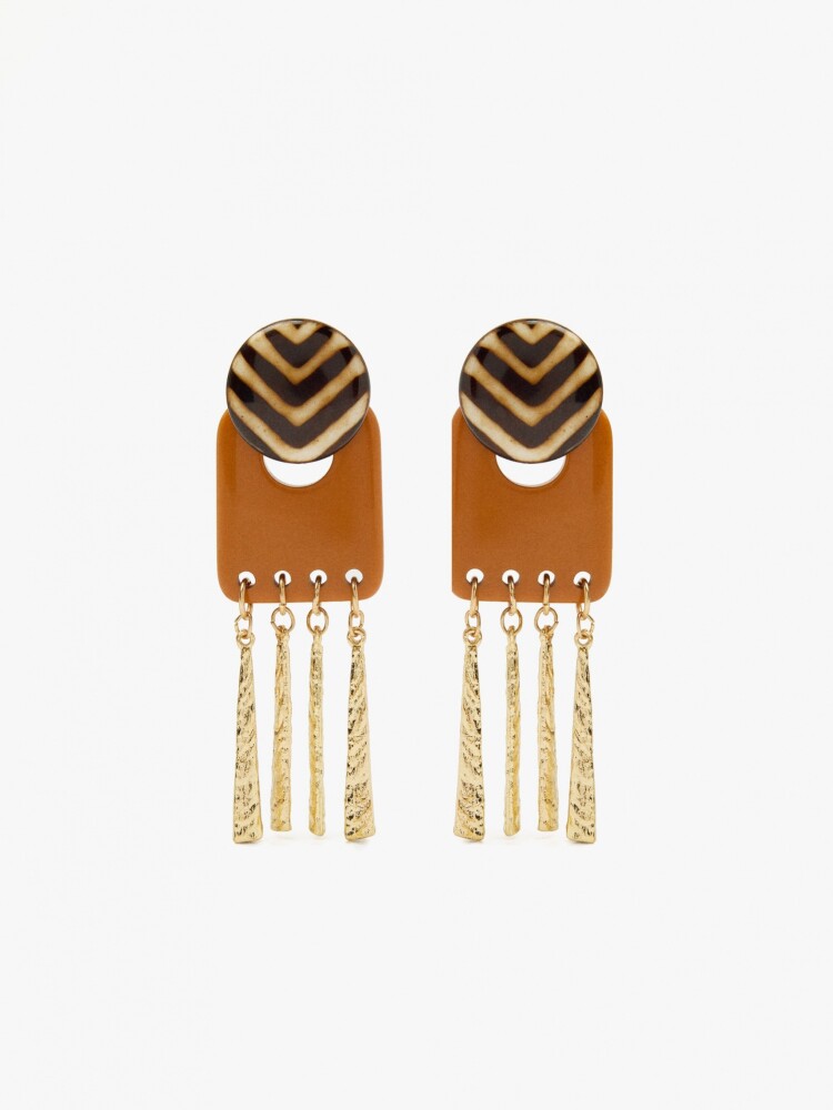 Pendientes Maxi Redondos Y Barra naranja