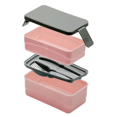 Mini Lunchera Práctica Viandas Cubiertos Plásticos 12x8x9Cm Rosa