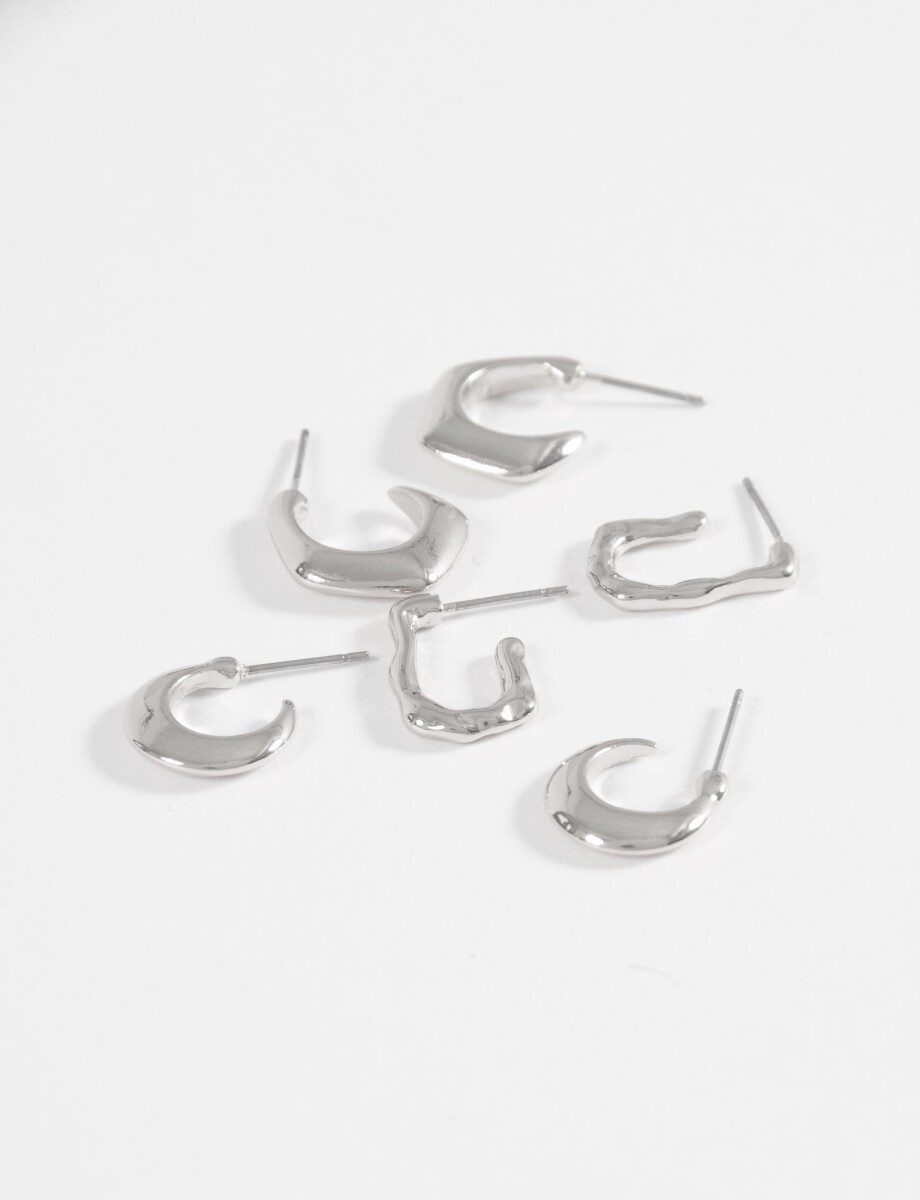 Set 3 aros texture - plateado 