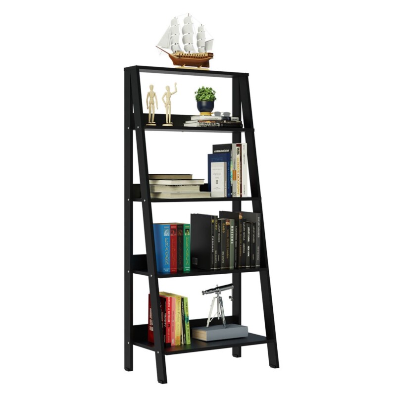Estantería biblioteca multiuso Lumax escalera para Libros 4 Repisas Negro