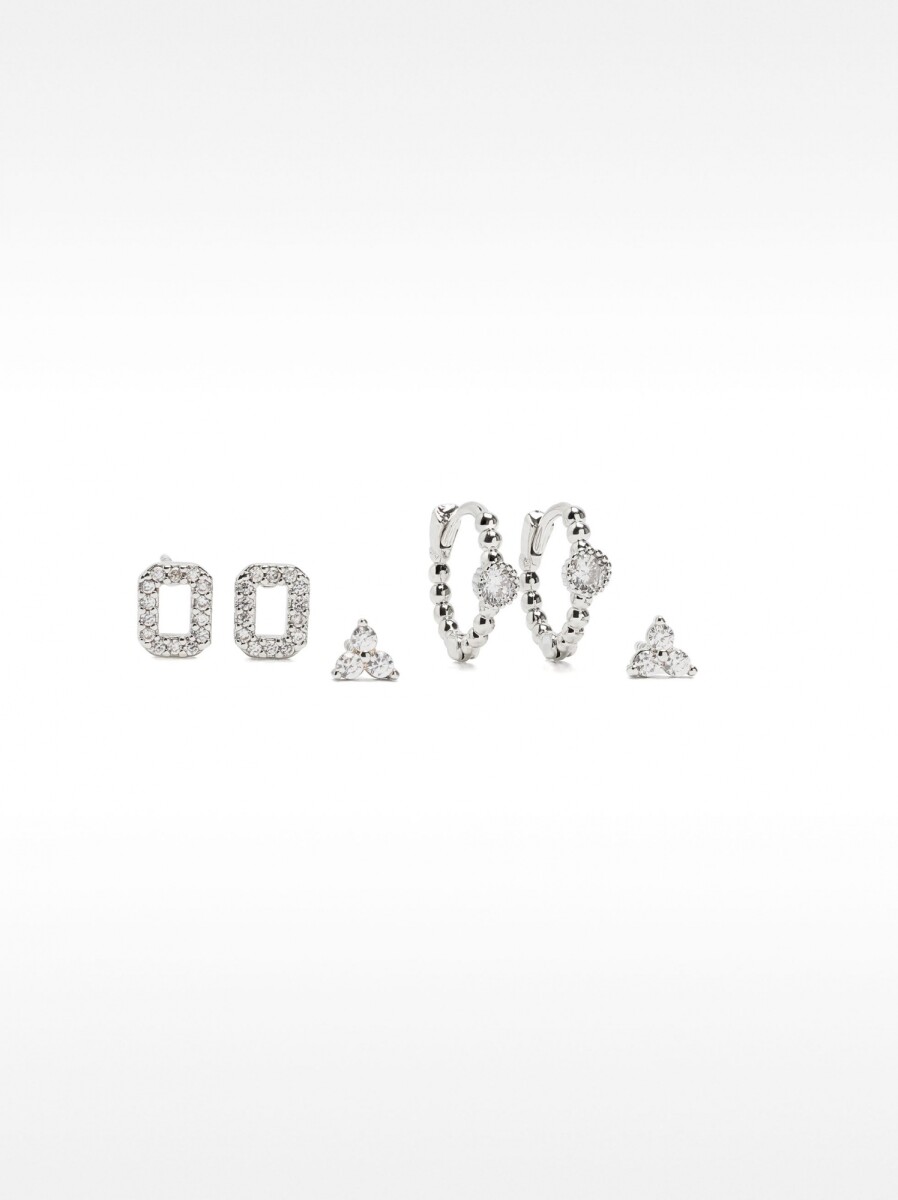 Set De Pendientes Con Circonitas - plateado 