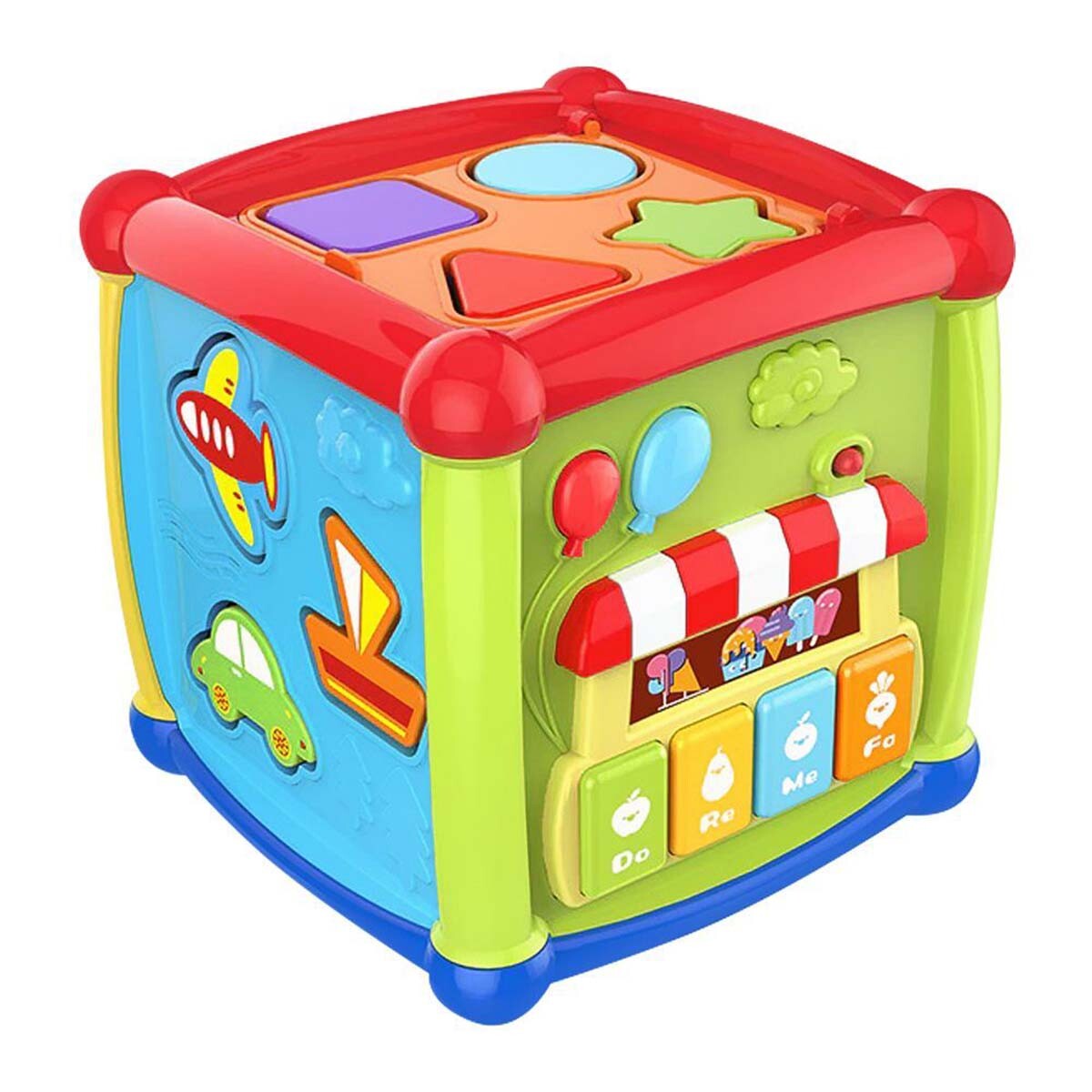 Cubo Didáctico Musical Juego Actividades de Encastre Huanger - Multicolor 