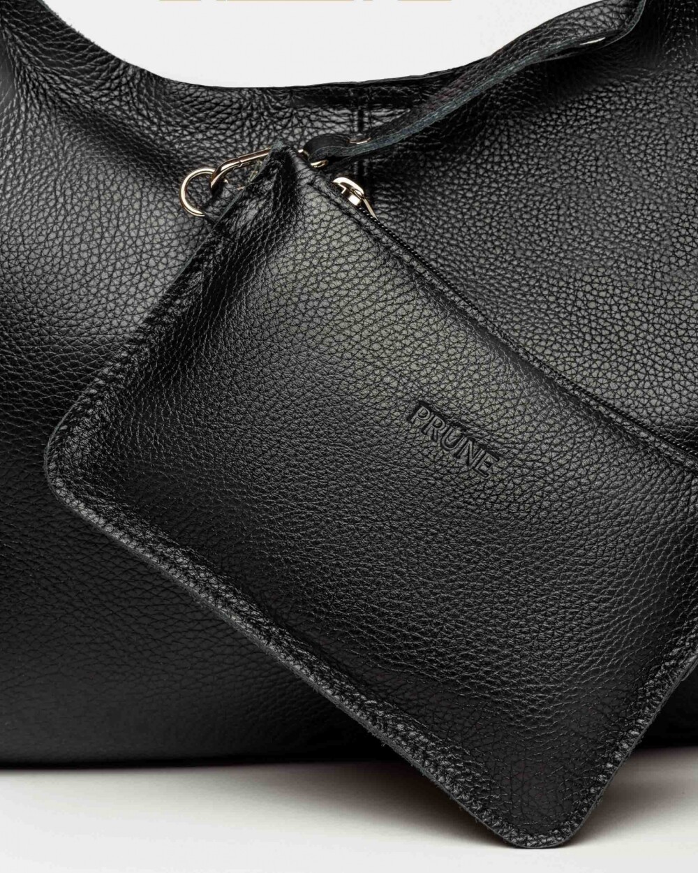 Cartera al hombro Juana en Cuero Graneado Negro