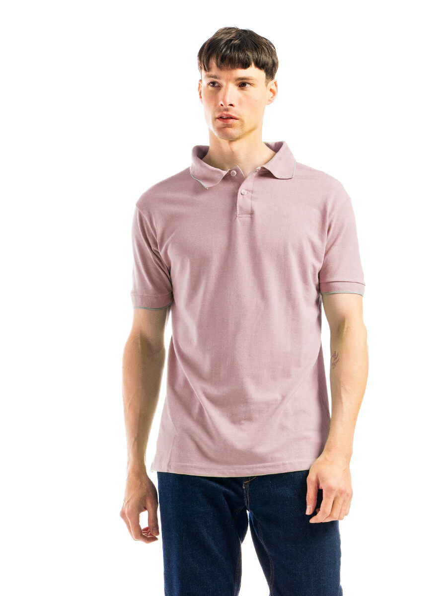 Remera Polo Algodón - Lila con Detalle en Gris 