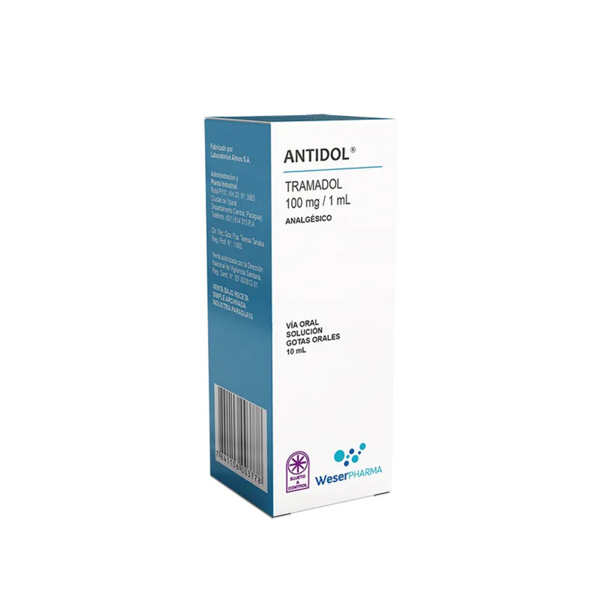 ANTIDOL 100 MG GOTAS FR. X 10 ML. 