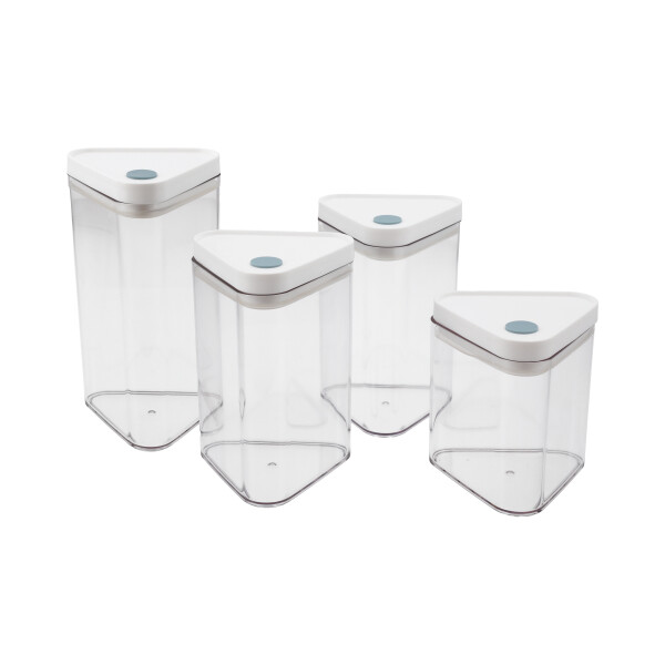 Set De 4 Frascos Hermeticos Plasticos Triangulares Con Tapa Set De 4 Frascos Hermeticos Plasticos Triangulares Con Tapa