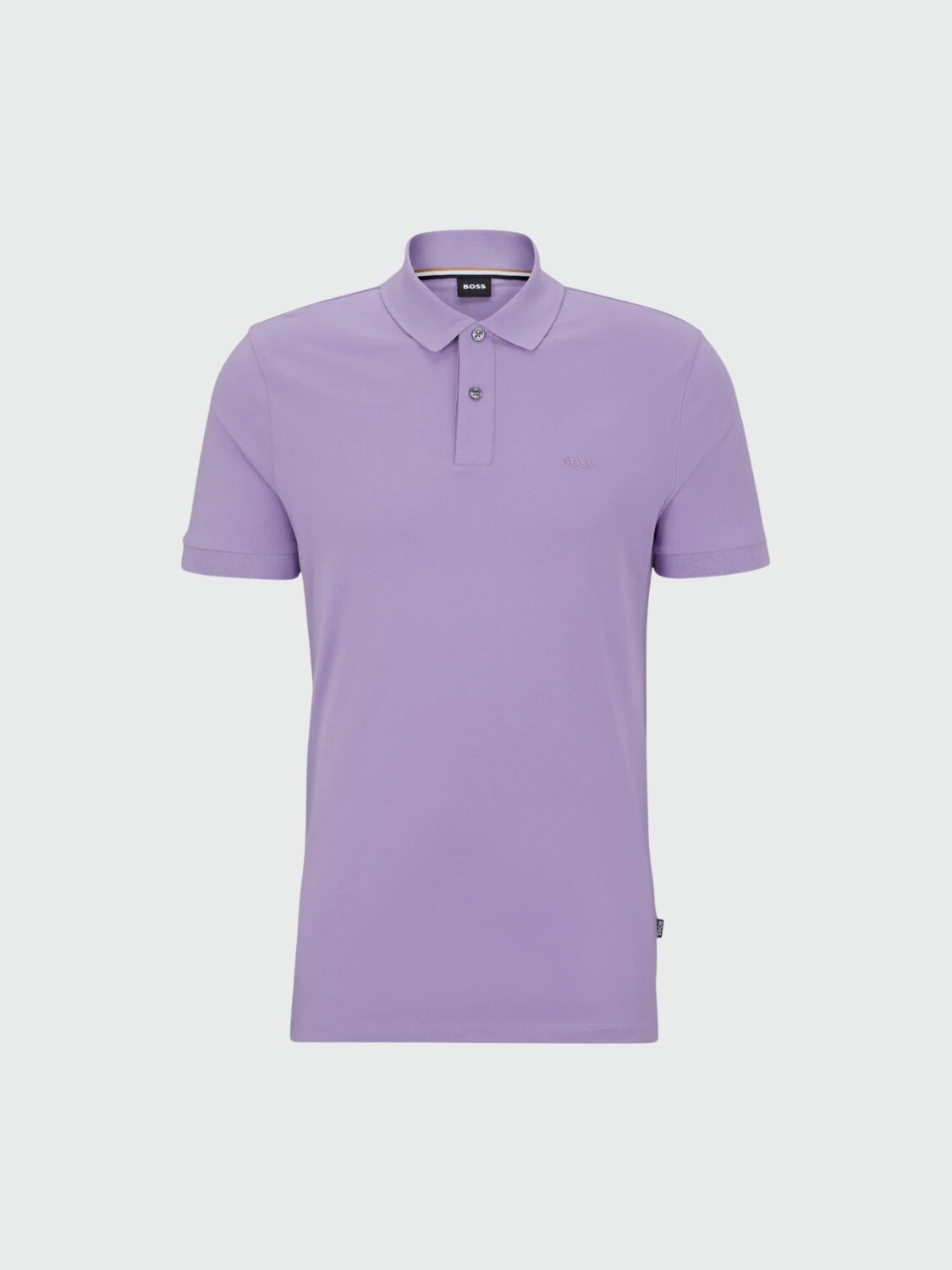 BOSS Polo de Algodón Piqué con Logo Bordado Violeta