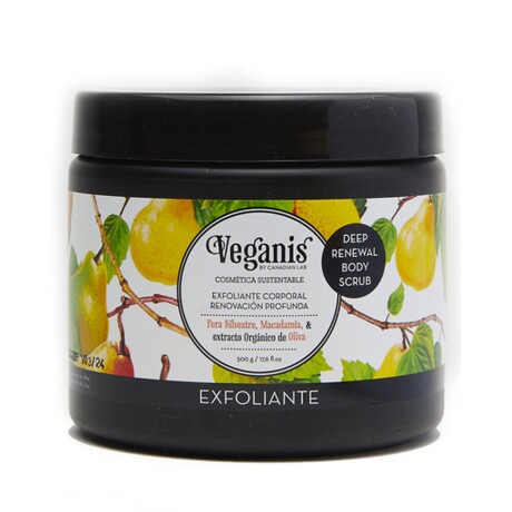 Exfoliante corporal renovacion profunda Veganis pera silvestre y macadamia 500gr Exfoliante corporal renovacion profunda Veganis pera silvestre y macadamia 500gr