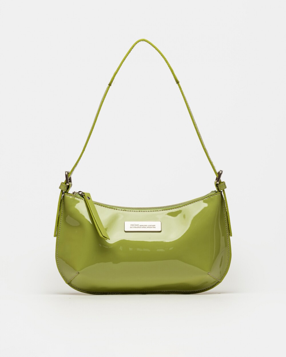 Cartera al hombro Mia en cuero charol Moss