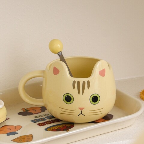 Taza gatito c/cuchara Blanco