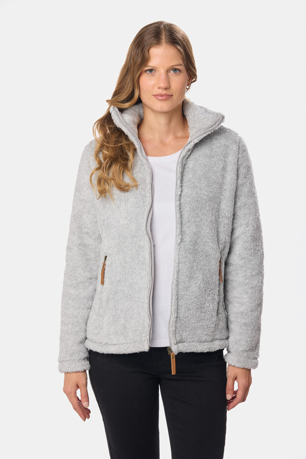 CAMPERA TEJIDA DE SHERPA Gris