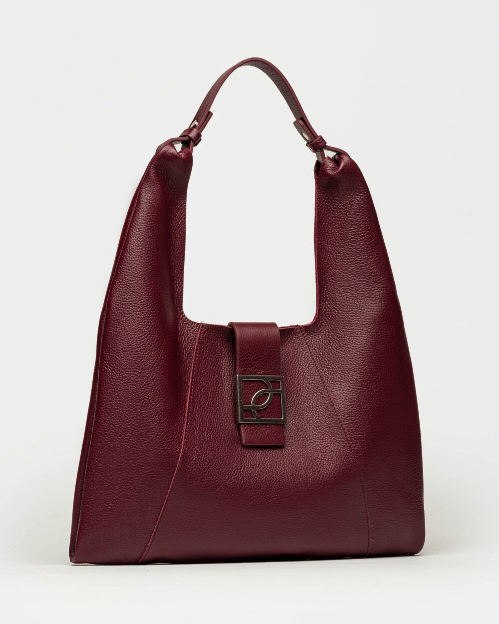 Bolso Signature en cuero graneado Bordeaux