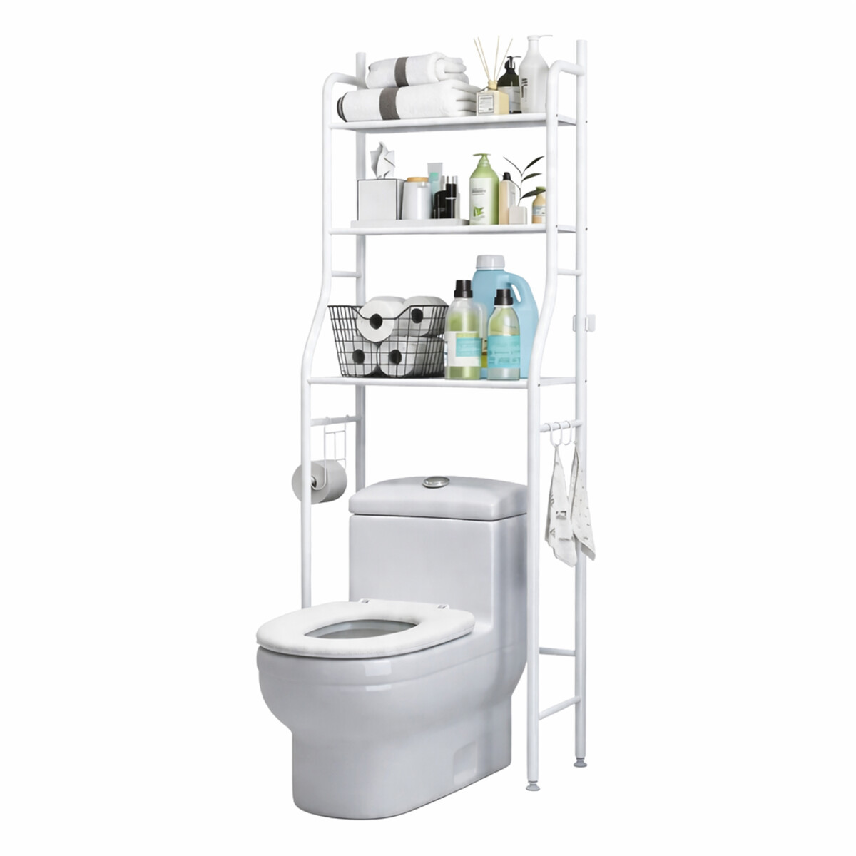 Estante Baño Sobre Inodoro 3 Niveles 47x152cm Ahorra Espacio - Blanco 