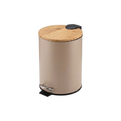 BASURERO METAL BEIGE/BAMBU C/PEDAL 3L Unica