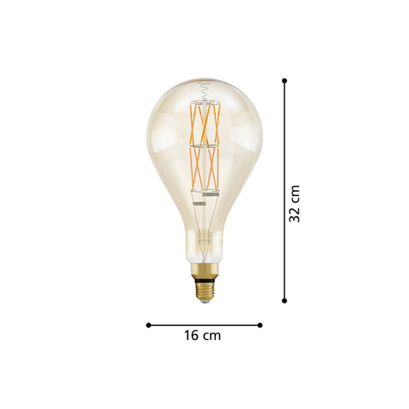 Lámpara LED velón ámbar PS160 E27 8W cálida Dimm EG5358