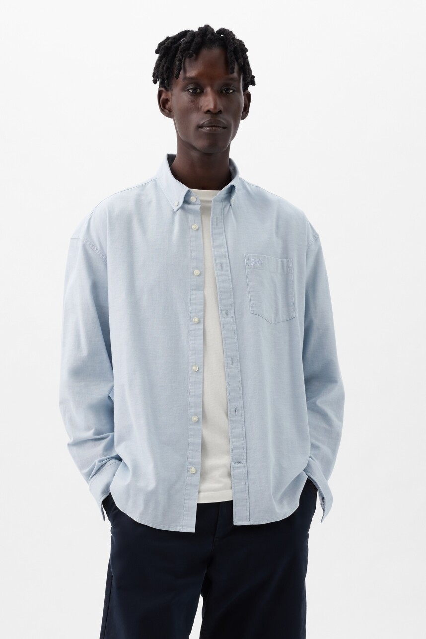 Camisa Oxford Big Shirt Hombre Light Blue