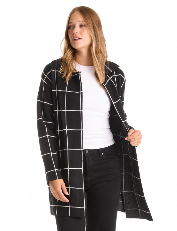 Cardigan Tejido Cuadros NEGRO/BLANCO