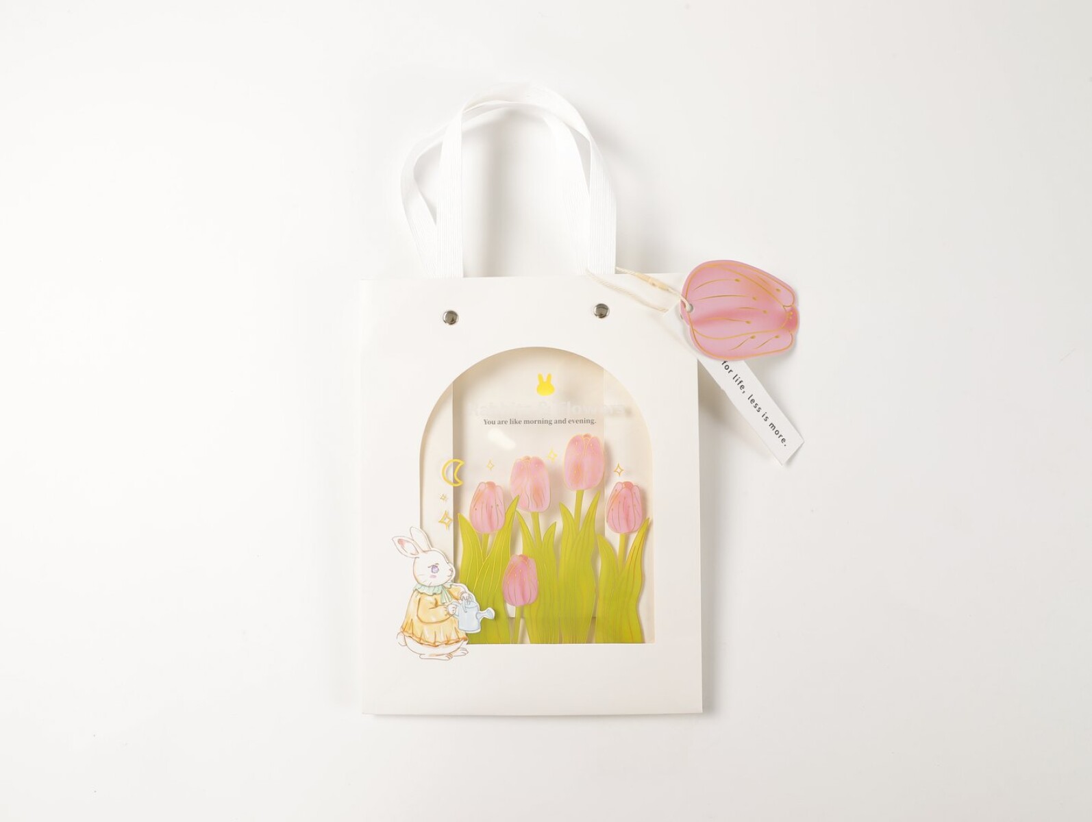 BOLSA DE REGALO CONEJO Y FLORES - S 