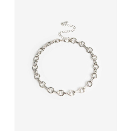 Collares Cortos Metal Plateado Rodio