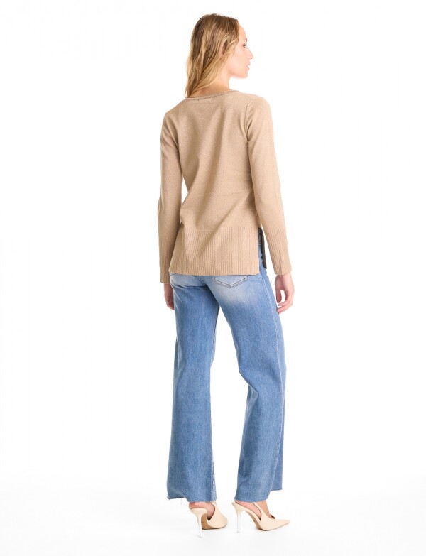 Buzo Esc V Lurex BEIGE OSCURO