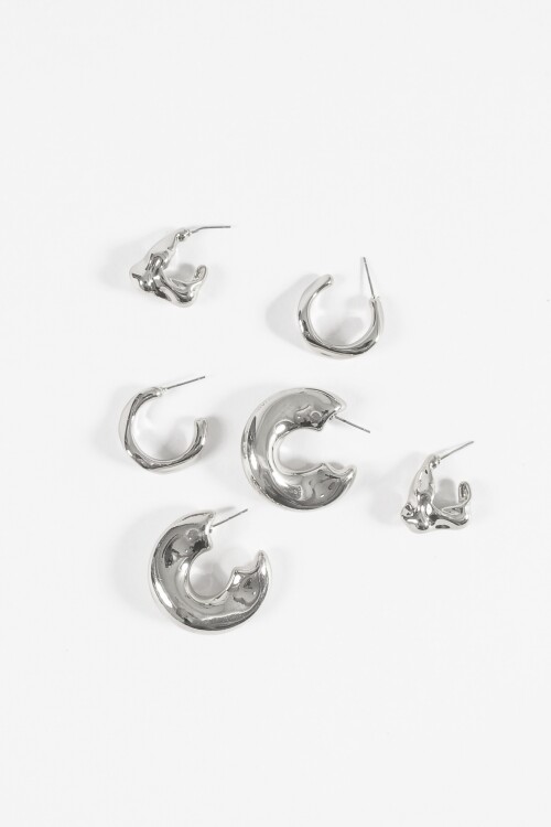 Set de aros irregulares bold plateado