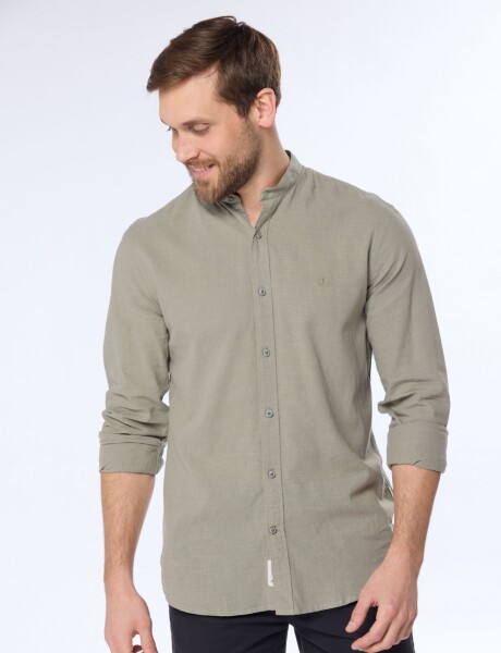 CAMISA DE LINO CUELLO MAO Verde
