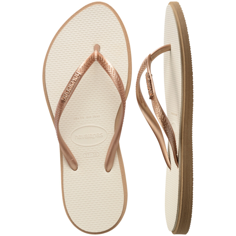 Sandalias Havaianas Slim Point FC Mujer Rose Gold/beige Paja