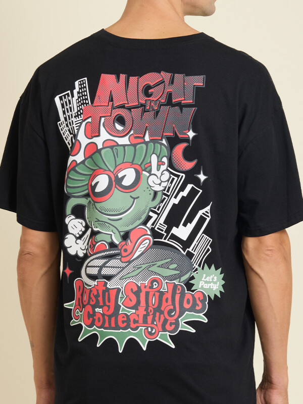 T-SHIRT FUNGI RUSTY Negro