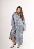 Vestido camisero 100% lino Celeste