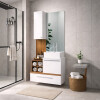 Mueble Baño + Bacha + Espejo Premium 15mm Blanco/roble Mueble Baño + Bacha + Espejo Premium 15mm Blanco/roble