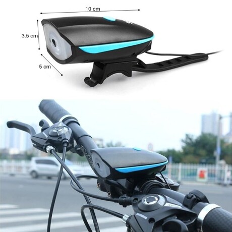 Luz y Bocina Recargable Para Bicicletas Rojo