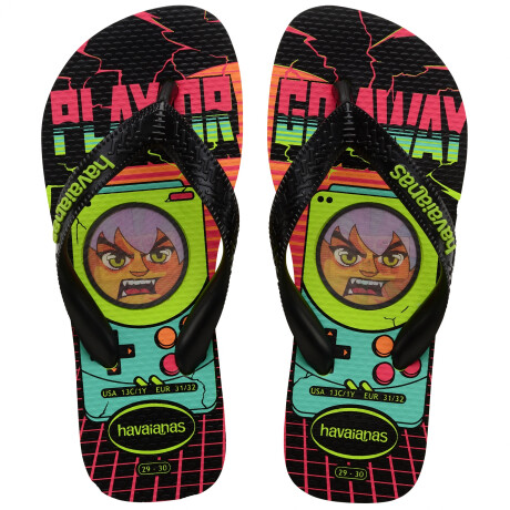 Sandalias Infantiles Havaianas Top Kids Holographic Verde - Amarillo Limón - Negro