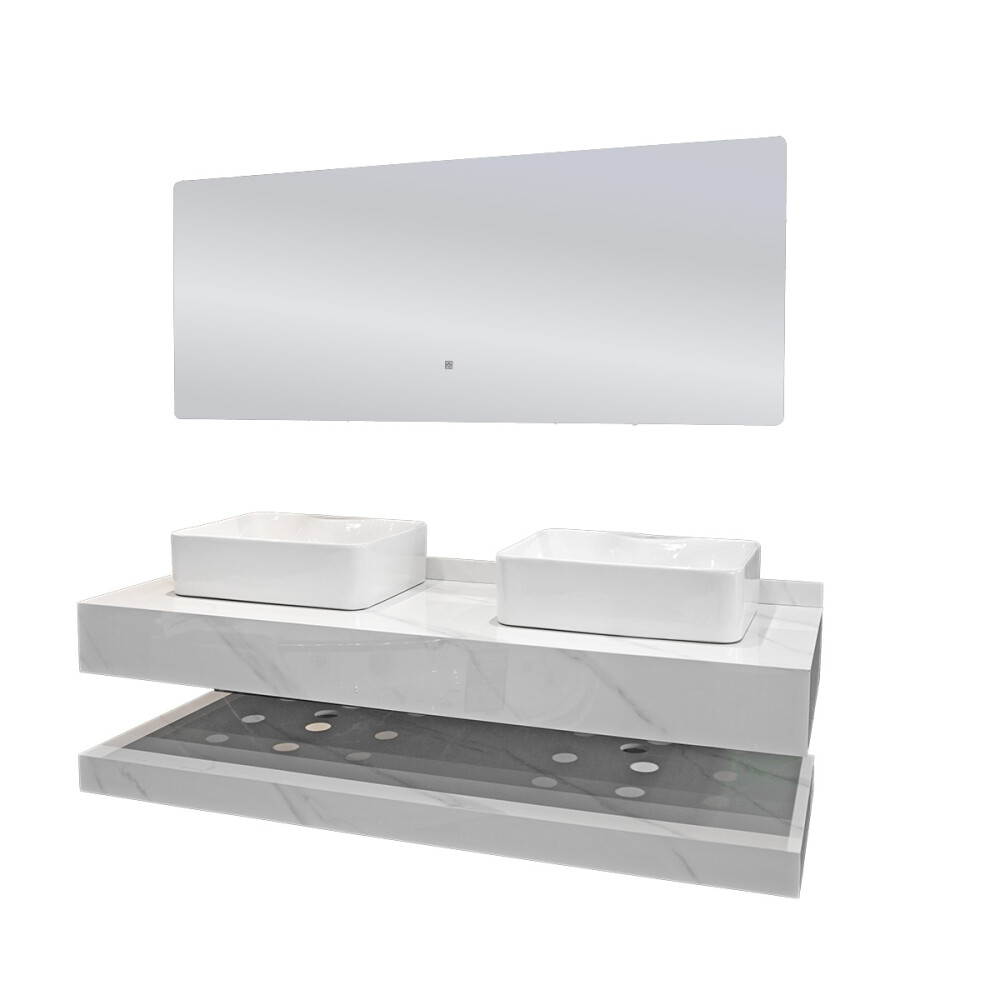 CONJUNTO DE BAÑO HABITARE MODELO NS1026-150DT / MUEBLE + BACHA + ESPEJO CON LUZ Conjunto De Baño Habitare Modelo Ns1026-150dt / Mueble + Bacha + Espejo Con Luz
