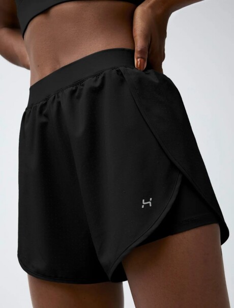 SHORT DEPORTIVO EN MALLA TEXTURIZADA NEGRO