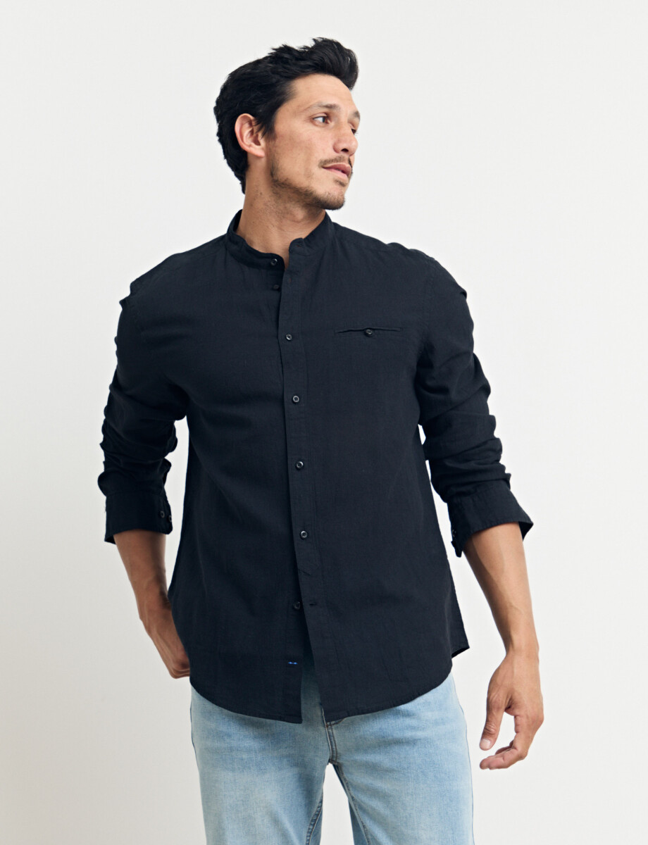 011954 CAMISA HARRINGTON LABEL LINO Negro