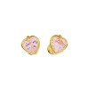 Abridores Corazón -Oro Bajo-Zirconia rosa-AB8033 conpiedra