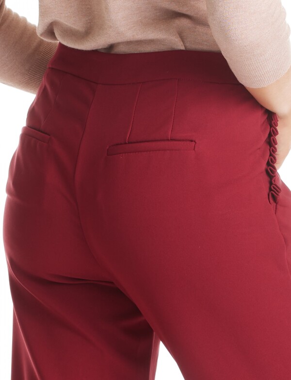 Pantalon Slim & Detalle Plisado BORDEAUX