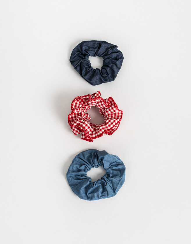 Skunzies De denim Set De Scrunchies - Combinacion Tricolor