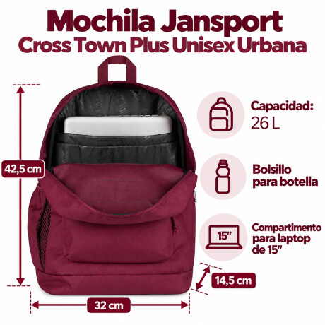 Mochila Escolar p/ Laptop Jansport Cross Town Plus Original Cherry Lacquer