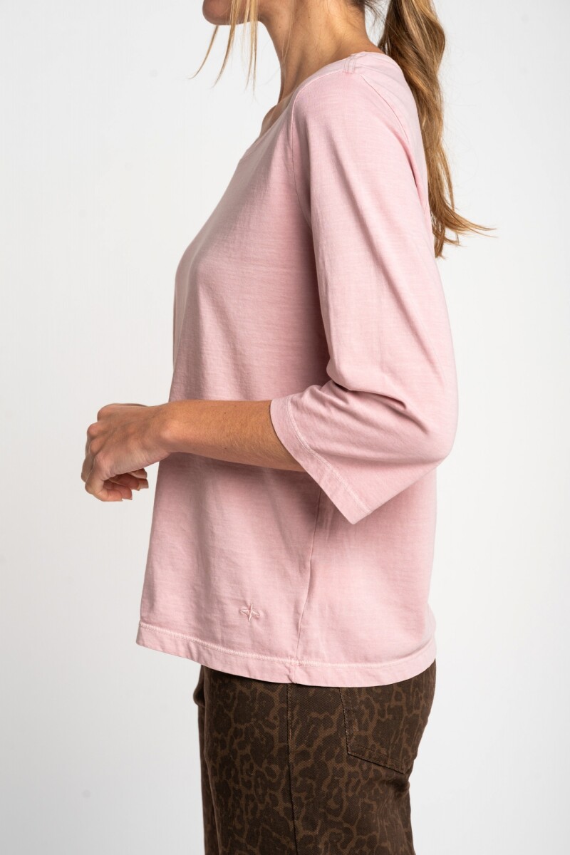 Remera Lavada Manga 3/4 Rosa