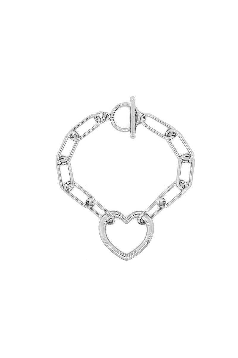 Pulsera con Cadena y Corazon - plateado 