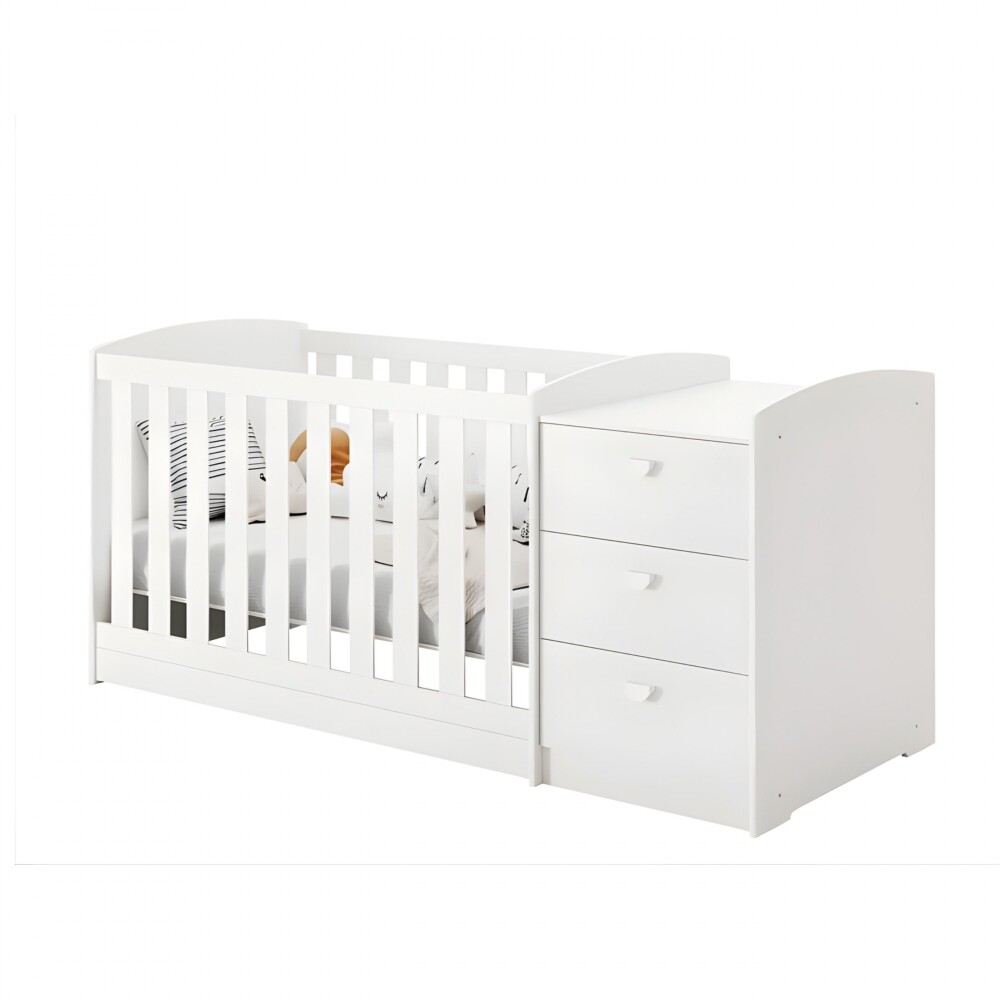 Cuna Convertible con Comoda Integrada 3 Cajones - Atlanta Blanco