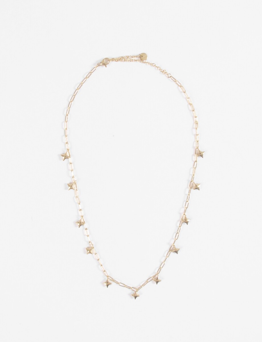 Collar acero dijes estrellas - dorado 