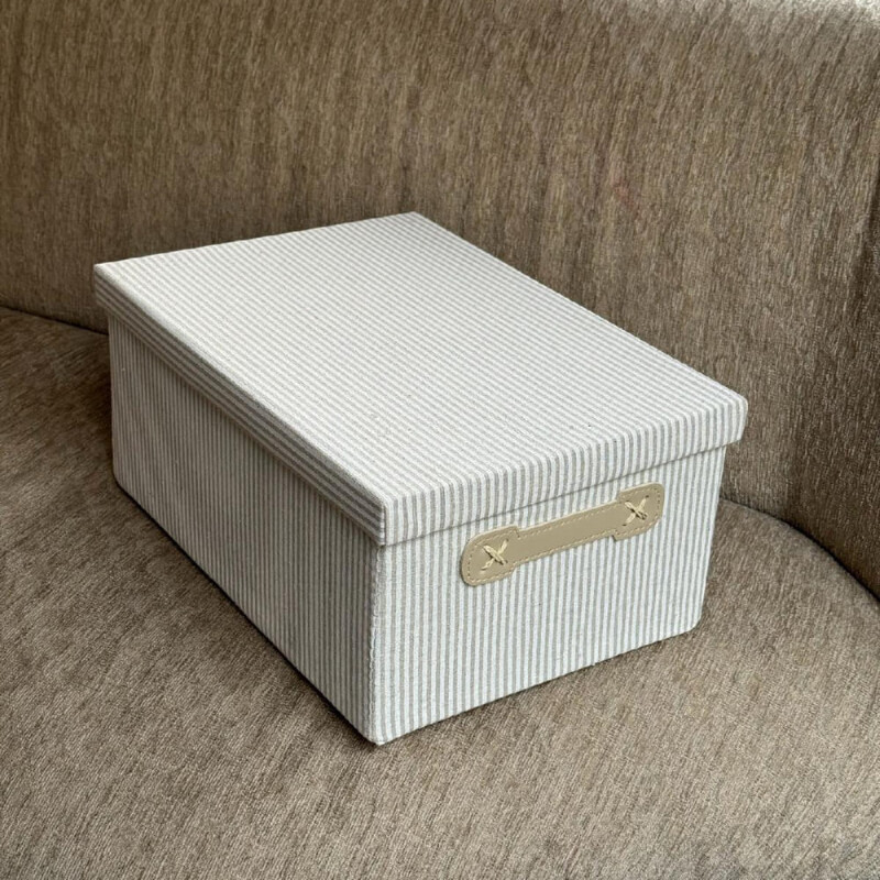 Caja rayas con manija y tapa M