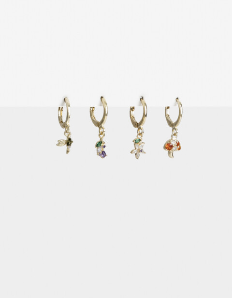 Aros Argollas Set Cubic zirconia Set De Argollas Bichitos Cubic Dorado - Dorado