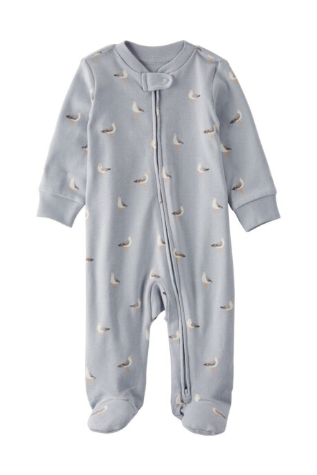 Pijama una pieza de algodón orgánico, con pie, diseño gaviotas Sin color