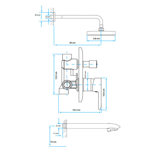 Griferia De Ducha De Embutir Negro Mate Aqualia 000