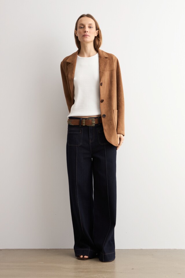 Jean flare Aria bolsillos plaqué jean oscuro
