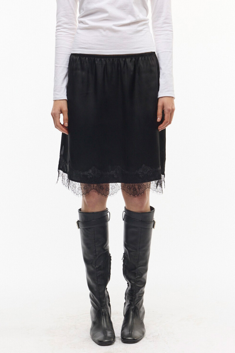 MIDI SATIN LACE Negro